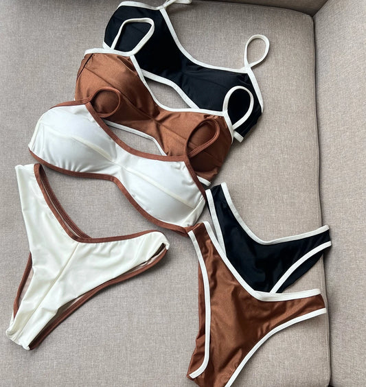 2026 Sexy Bikini Women Swimsuit Female Swimwear Bandeau Biquini Bathing Suit Shiny Swimming Suits Halter Bodysuit Beachwear Beauty World Shop