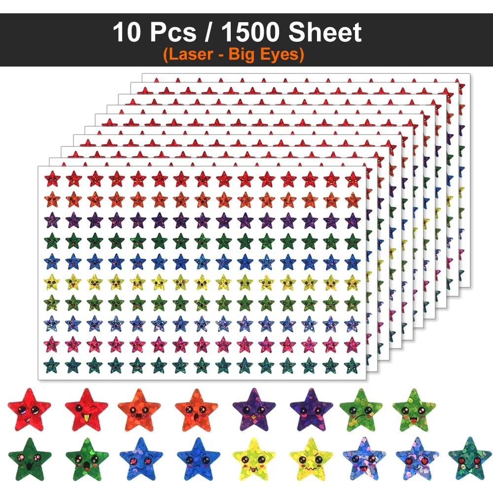 450-3000 Sheet Happy Face Stars Reward Sign Stickers Pack DIY Skateboard Suitcase Stationery Decals Decor Phone Laptop Gift Toys Beauty World Shop