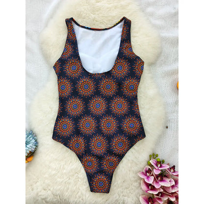 2026 New Printed One-piece Swimsuit Classic Printed Lace Up Swimsuit Women's Push Up Flower One-piece Suit Beach Wear For Female Beauty World Shop