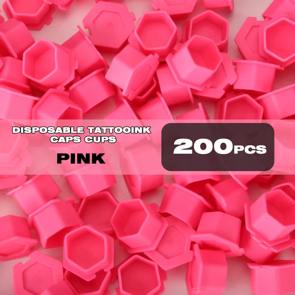 200Pcs Disposable Tattoo Silicone Ink Cup Permanent Makeup Pigment Holder Container Cap Tattoo Ink Accessories for Tattoo Artist Beauty Trend Shop