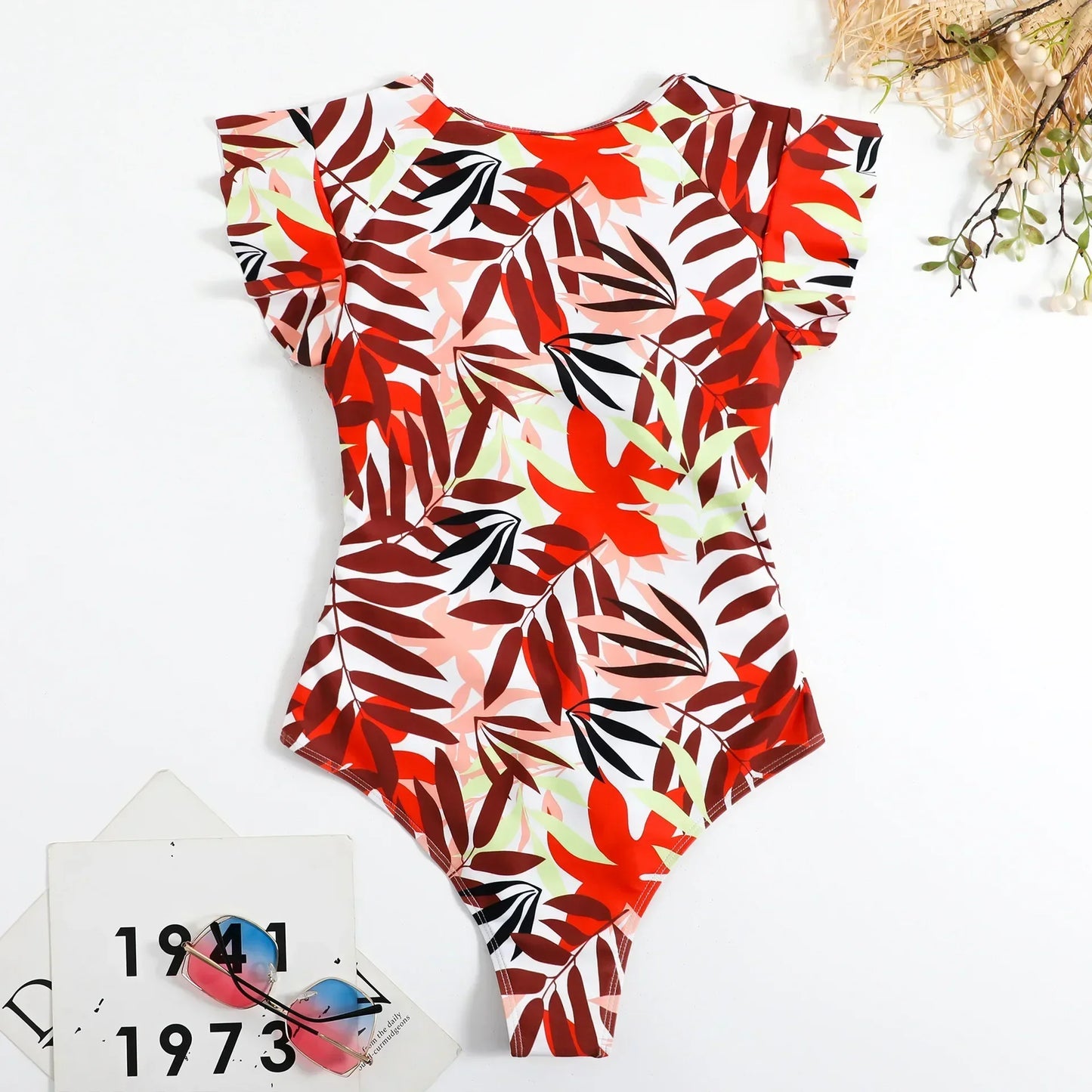 2024 Fashion Short Dress One-piece Swimsuit Zipper Swimsuit Sexy Bikini Women's Thickened Printed Swimming Beach Wear Summer Beauty World Shop