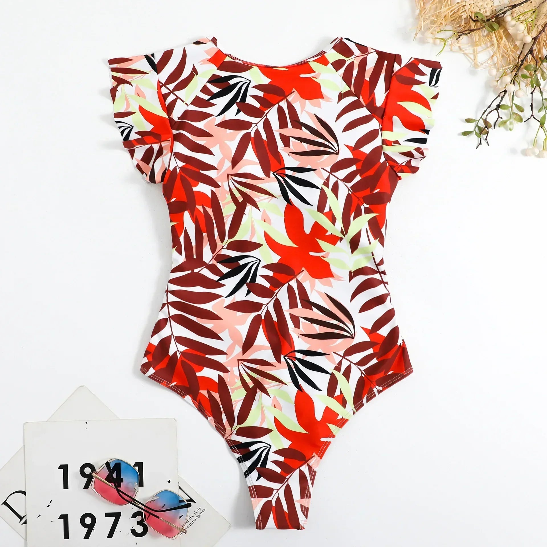 2024 Fashion Short Dress One-piece Swimsuit Zipper Swimsuit Sexy Bikini Women's Thickened Printed Swimming Beach Wear Summer Beauty World Shop