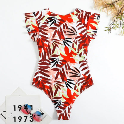2024 Fashion Short Dress One-piece Swimsuit Zipper Swimsuit Sexy Bikini Women's Thickened Printed Swimming Beach Wear Summer Beauty World Shop