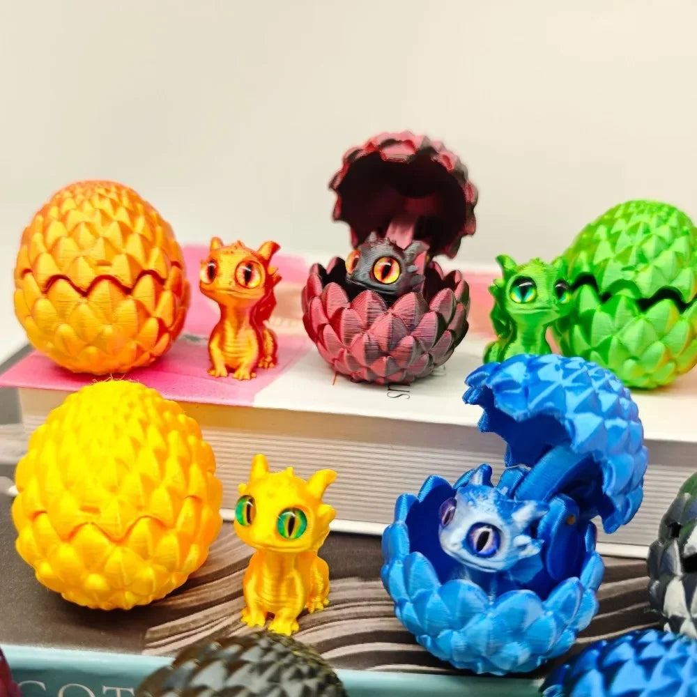 3D Printed Toys Artistic Dragon Egg Statue Small Hatching Dragon Figure Modern Home Decoration Miniature Desk Decor Beauty World Shop