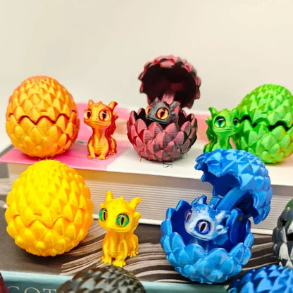 3D Printed Toys Artistic Dragon Egg Statue Small Hatching Dragon Figure Modern Home Decoration Miniature Desk Decor Beauty World Shop