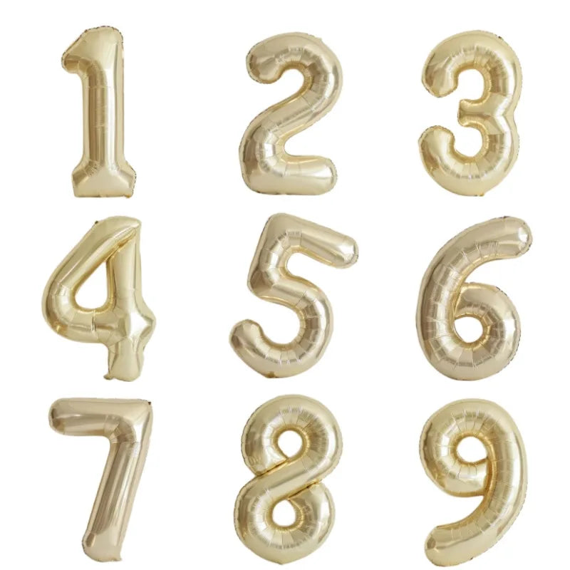 1PCS 40 inch large white gold light gold digital foil balloon for girls' birthdays helium big number0-9 balloon decoration Beauty World Shop