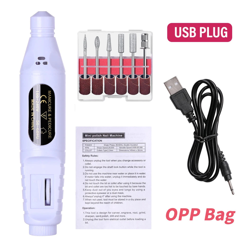 LINMANDA 6 In 1 Electric Nail Drills Kit Remove Polisher Manicure Portable Nail File Nail Drill Equipment  Pen Tools Machine Beauty World Shop