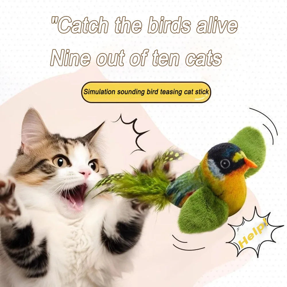 Indoor Interactive Birds Toy for Cat Chasing Teasing Toy Sounding Catnip Cat Teaser Toy Self-hilarity Wall Hanging Birds Cat Toy Beauty World Shop