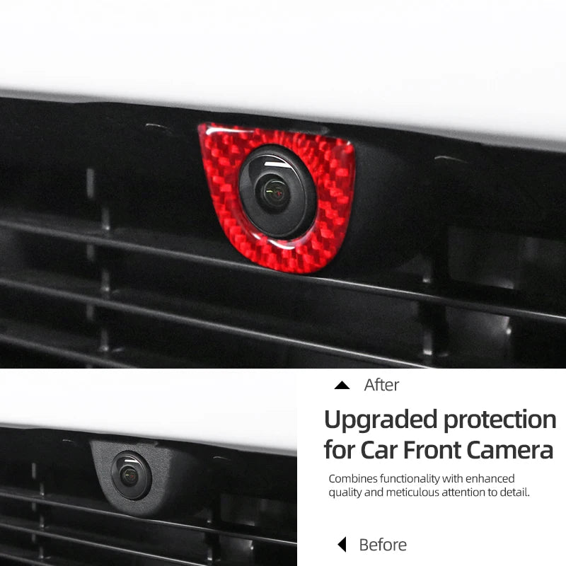 For Tesla Model Y Juniper 2025- Carbon Fiber Car Styling Head Front Camera Protector Stickers Trim Auto Decoration Accessories Beauty World Shop