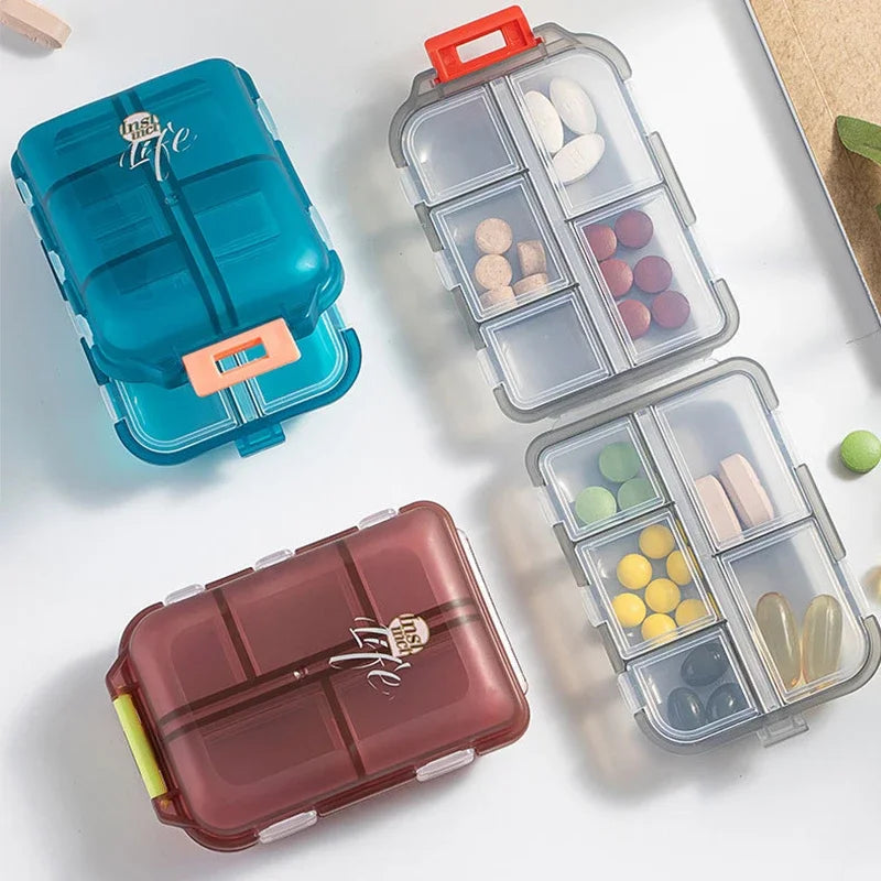 10 Compartments Travel Pill Organizer Pocket Portable Pill Storage Box Case Daily Pill Container or Purse Fish Oil Medicine Beauty World Shop