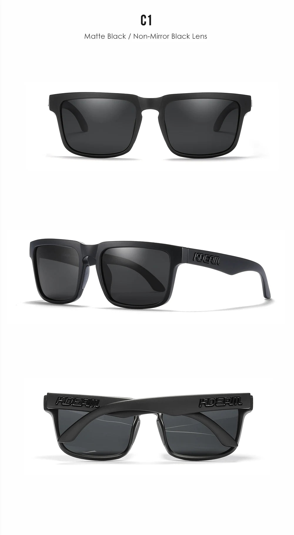 KDEAM Men's Polarized Sunglasses Square Casual Outdoors Sun Glasses Women Unisex Sunglass For Couple With Zipper Case Beauty World Shop
