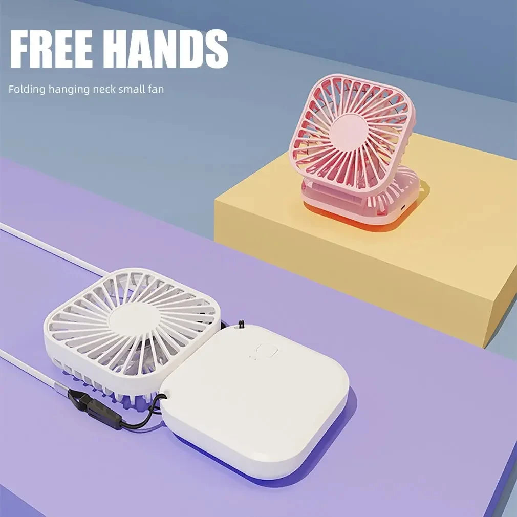 Mini Hanging Neck Fans Portable Folding USB Fans Mute Power Bank Portable Handheld Desktop Multi Function