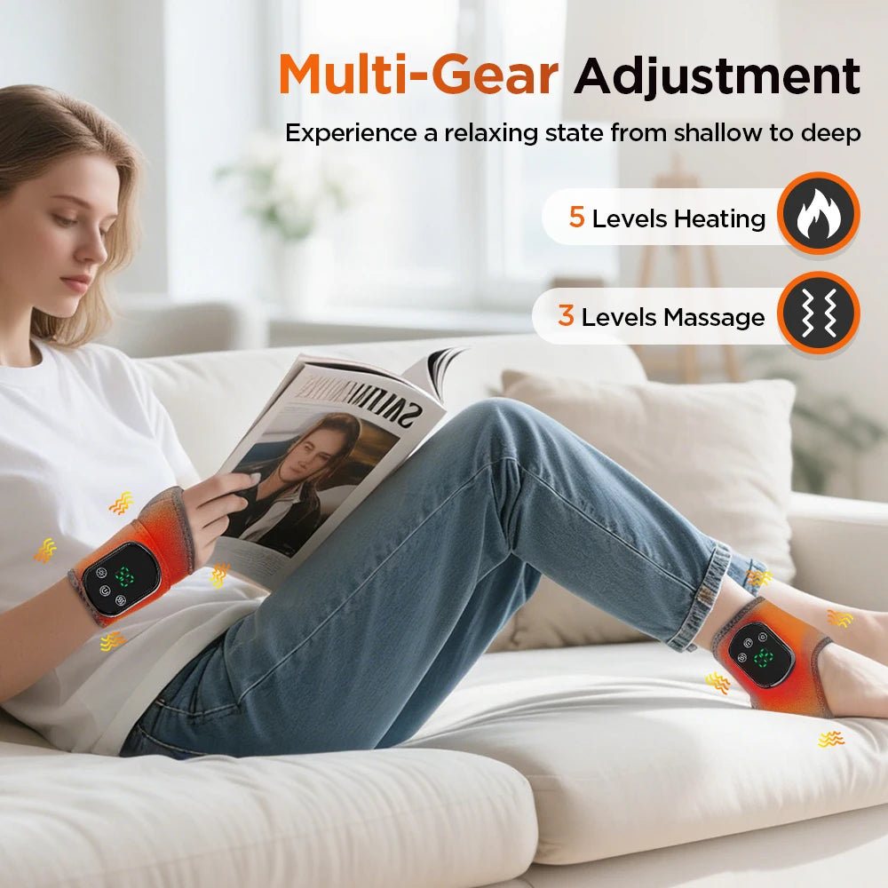 Cordless Heating Ankle Wrist Brace Vibration Massager Electric Hot Compress Massage Ankle Guard Wristband Hand Foot Protector Beauty World Shop