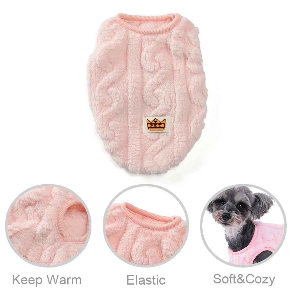 Fleece Warm Dog Cloth Sleeveless Soft Cozy Plush Vest Puppy Winter Overall for Small Medium Pet Sweatshirt  for Dog and Cat Beauty World Shop