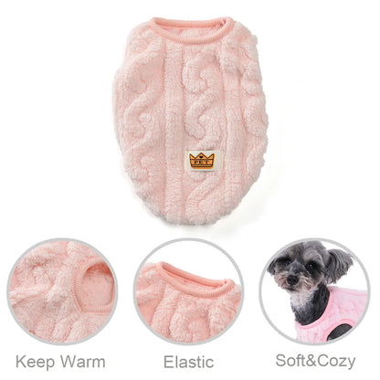Fleece Warm Dog Cloth Sleeveless Soft Cozy Plush Vest Puppy Winter Overall for Small Medium Pet Sweatshirt  for Dog and Cat Beauty World Shop