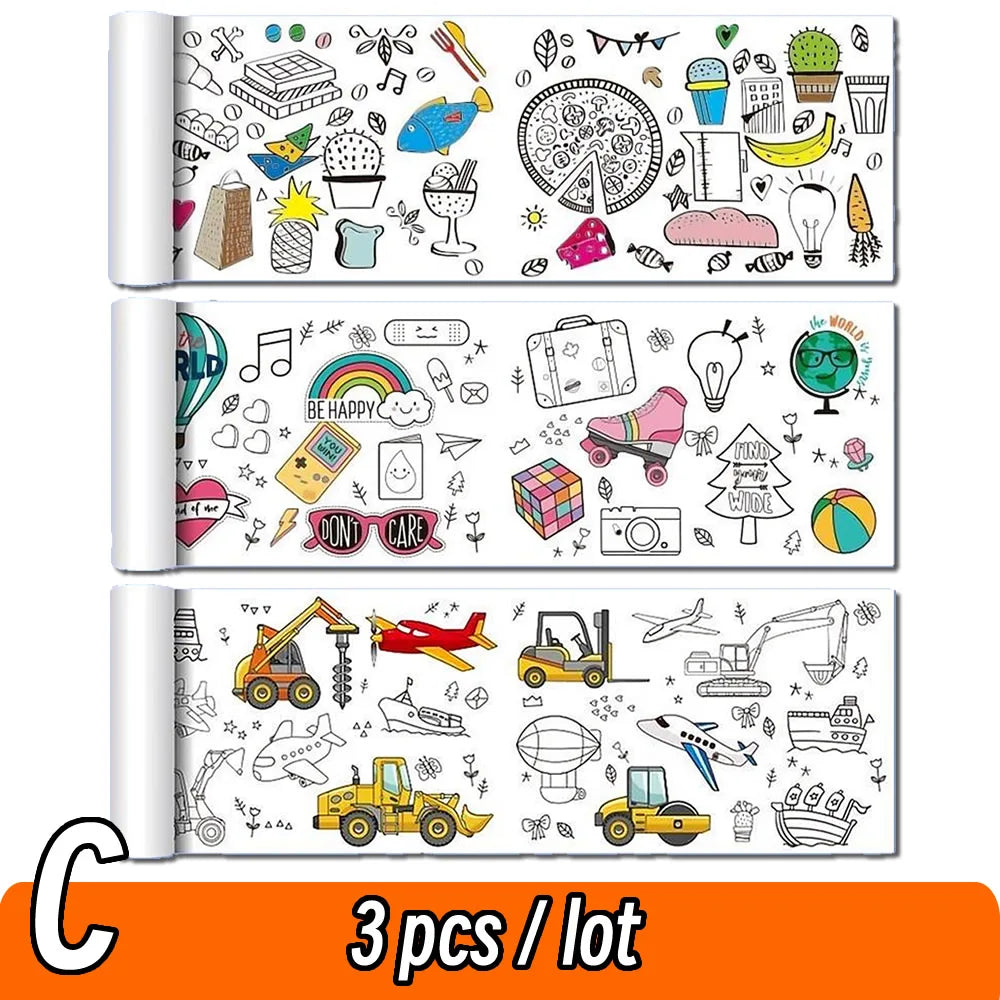 90cm Animal Canvas Children's Drawing Roll DIY Coloring Paper Roll Color Filling Graffiti Paper-cut Painting Educational School Beauty World Shop
