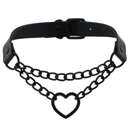 Vintage Black chain jazz dance necklace punk rock choker PU leather goth rivets collar party club Gothic jewelry Harajuku Beauty World Shop