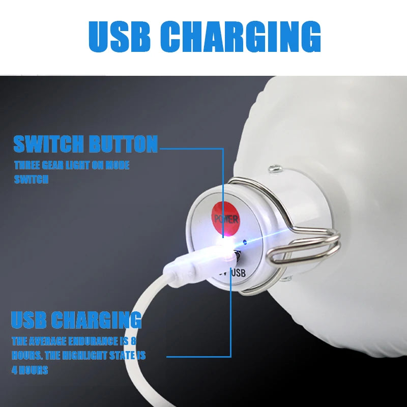 1-8pcs Portable Outdoor Camping Lights USB Rechargeable lamp LED Emergency Bulb Hook High Power Tents Lantern Night Lights Bulb Beauty World Shop