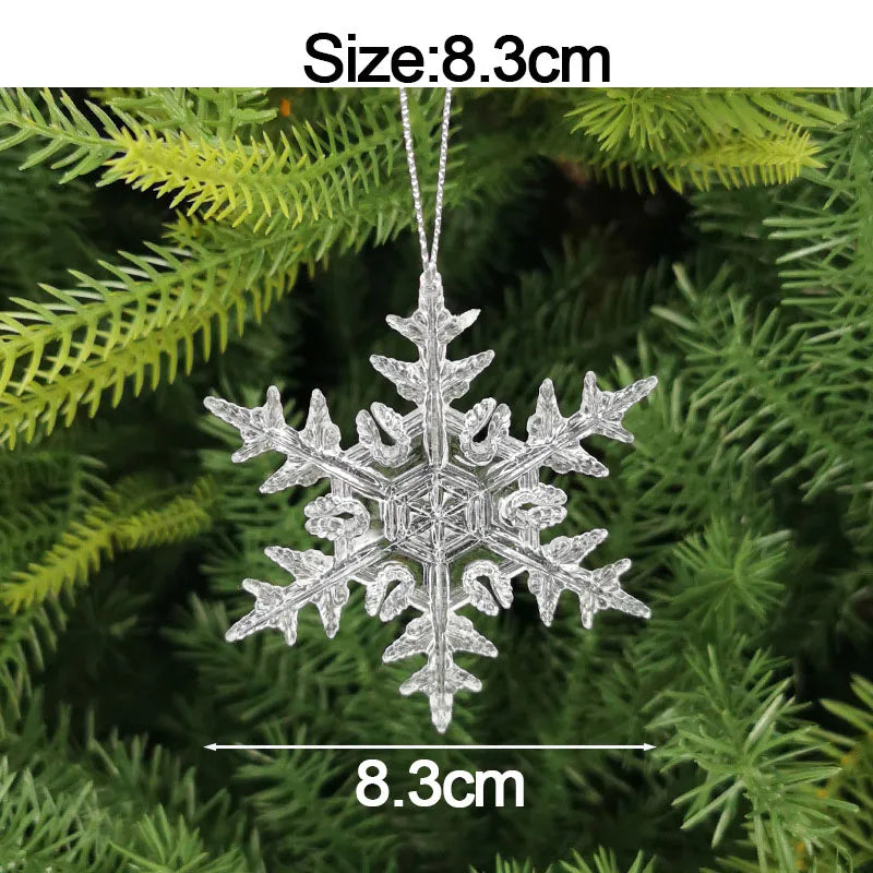 5pcs Christmas Home Decorations Crystal Acrylic Ornaments Snowflake Elk Xmas Tree Hanging Pendants Navidad 2025 New Year Gift Beauty World Shop