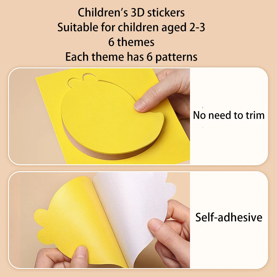 6pcs/set 3D EVA Foam Sticker DIY Cartoon Princess Animal Puzzle for Children Kids Multi-patterns Styles Toys for Children Gift Beauty World Shop