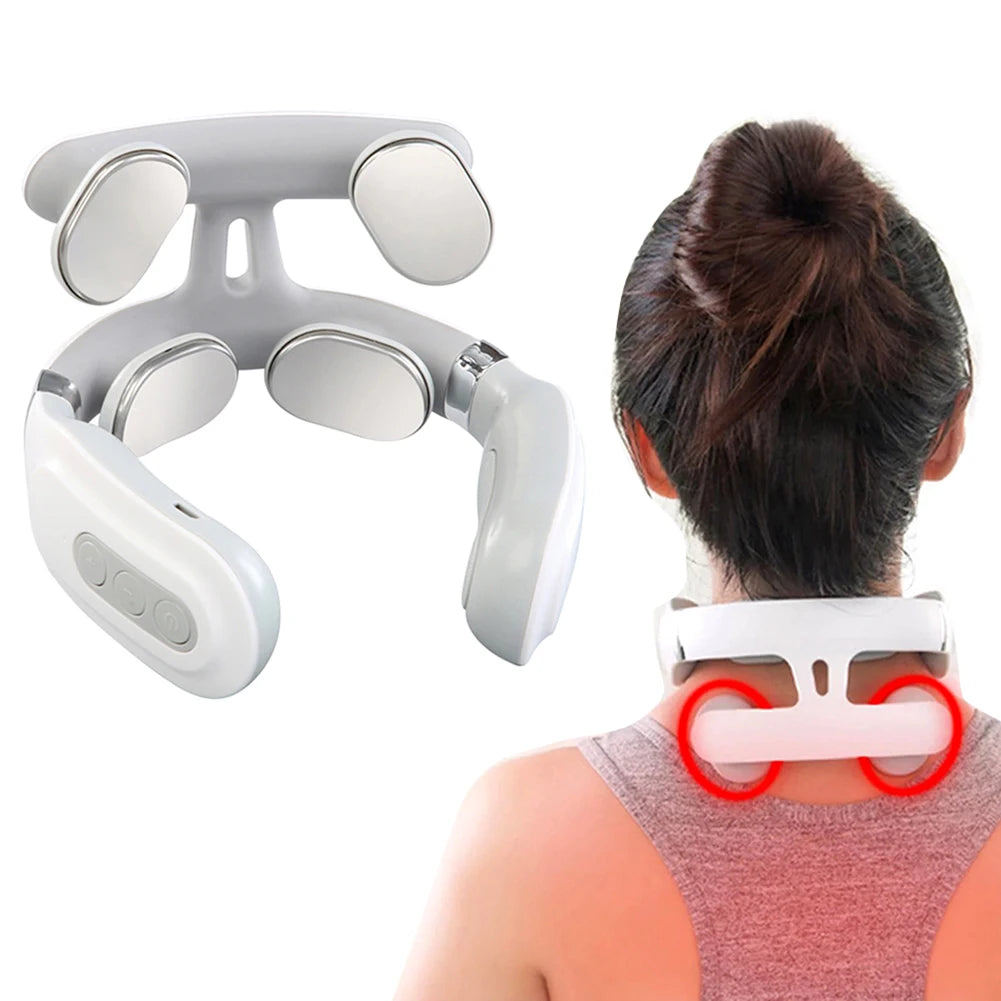 4-head Neck Massager USB Rechargeable Cervical Massager with Heat Electric Neck Massager Relaxation Gifts for Women Men Dad Mom Beauty World Shop