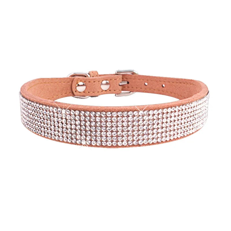 Dog Collar Crystal Glitter Rhinestone Pet Collars Zinc Alloy Buckle Collar For Small Medium Dogs Cats Chihuahua Pug Dog Collar Beauty World Shop