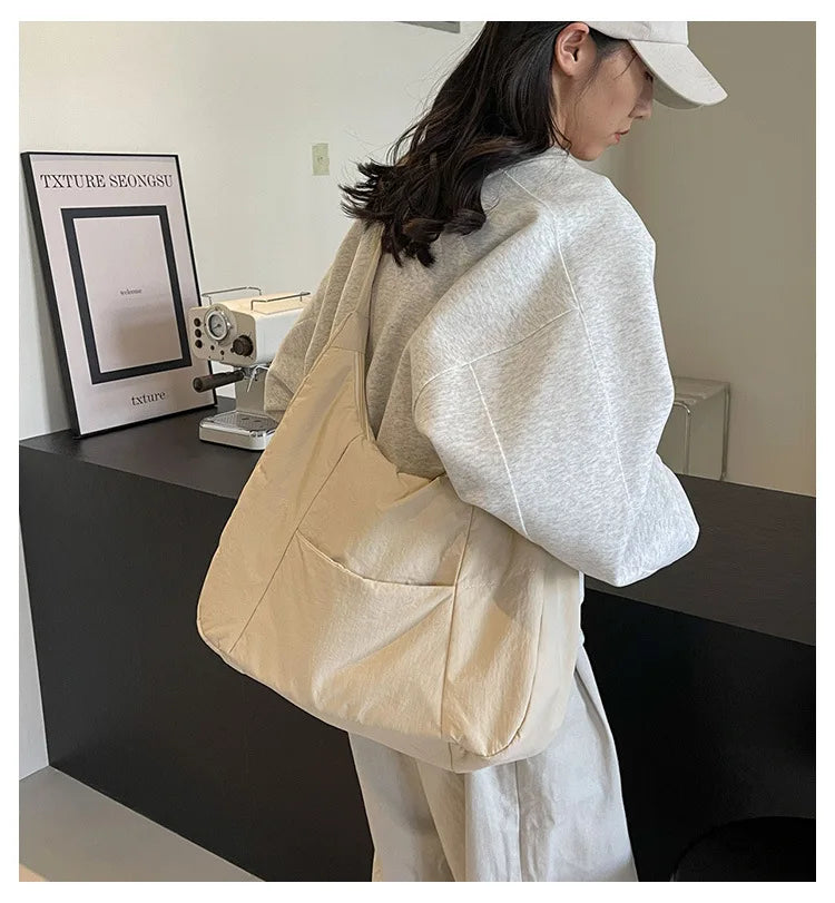 Trendy Women's Soft Cloth Shoulder Bag Solid Color Student 2026 Spring Y2k Casual Style Big Handbags Crossbody Bags for Women Beauty World Shop