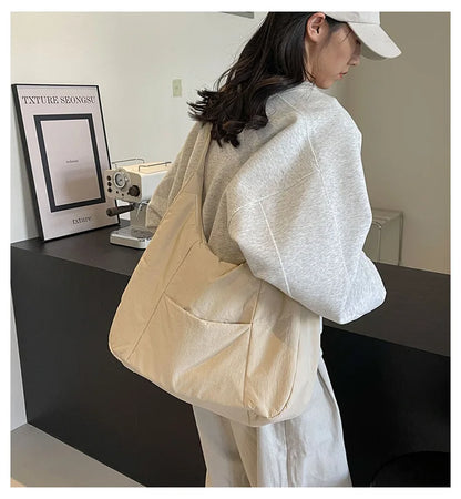 Trendy Women's Soft Cloth Shoulder Bag Solid Color Student 2026 Spring Y2k Casual Style Big Handbags Crossbody Bags for Women Beauty World Shop