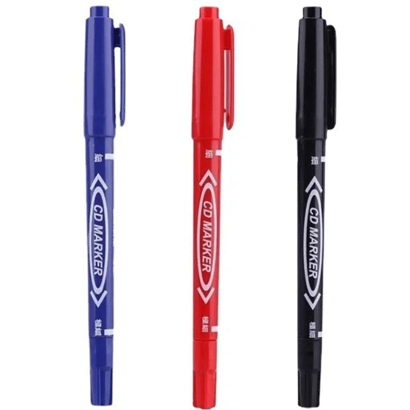10Pcs/set Double Tip Art Black Blue ink Permanent Paint Marker Pen for Plastic Wood Stone Metal Glass Doodling Marking Graffiti Beauty Trend Shop