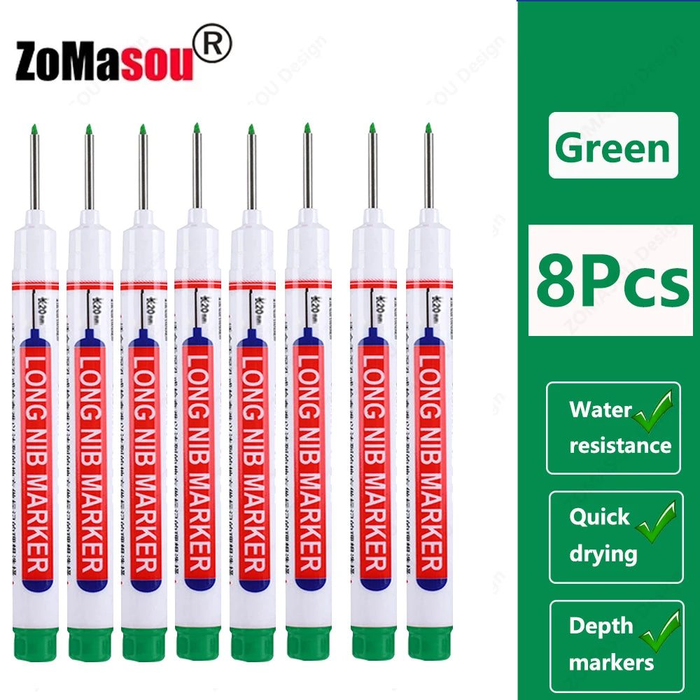 1-100Pcs 2cm Waterproof Long Head Markers Deep Hole Marker Pen for Metal Carpenter Red/Black/Blue/Green Ink Woodworking Tools Beauty World Shop
