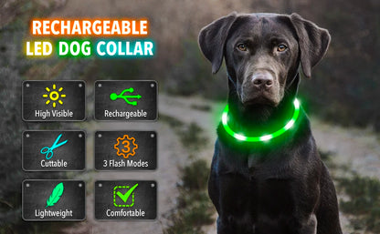 USB Rechargeable Luminous Collar Adjustable Led Glowing Dog Collar for Large Small Dogs Cat Night Light Collar Pet Safety Harnes Beauty World Shop