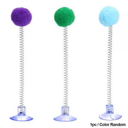 1pc Fur Ball Spring Cat Toy Suction Cup Multicolored Teaser Wand Pet Interactive Toys Cat Scratcher Toys Supplies Random Color Beauty World Shop