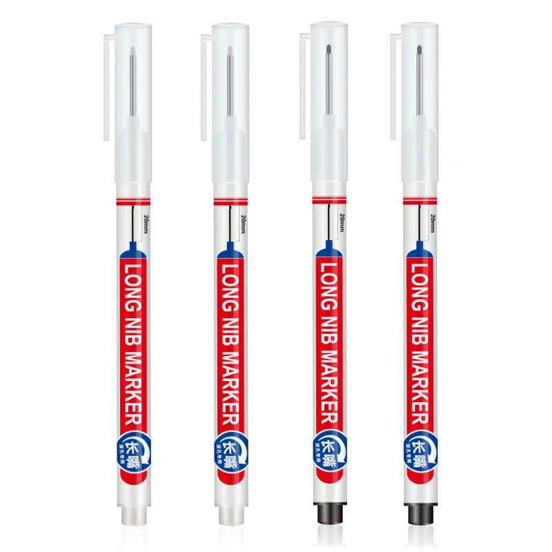 4Pcs/Set 20mm Deep Hole Long Nib Head Markers For Metal Perforating Pen Waterproof Bathroom Woodworking Decoration Multi-Purpose Beauty World Shop