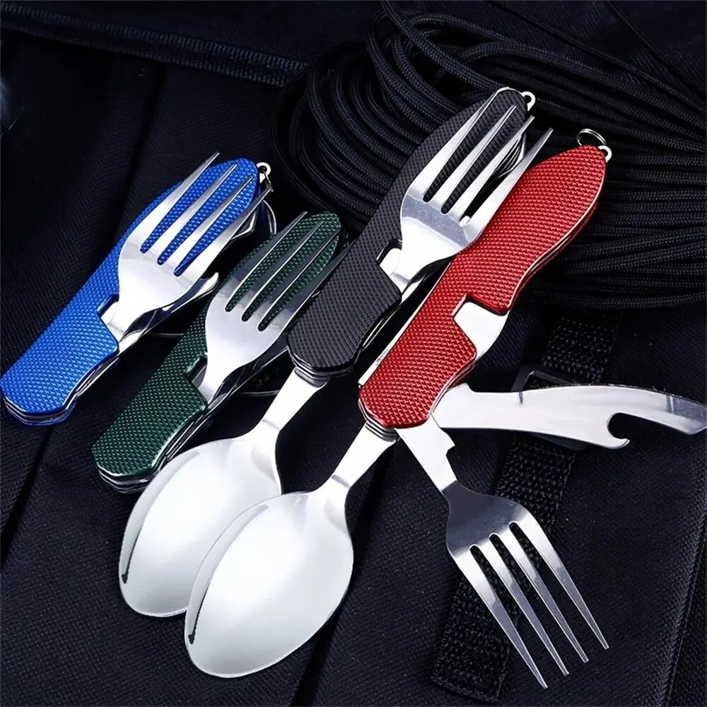 Foldable Camping Utensil Set - Multi-Functional Knife, Fork, Spoon Combo For Outdoor Activities And Sports Camping Picnic Travel Beauty World Shop