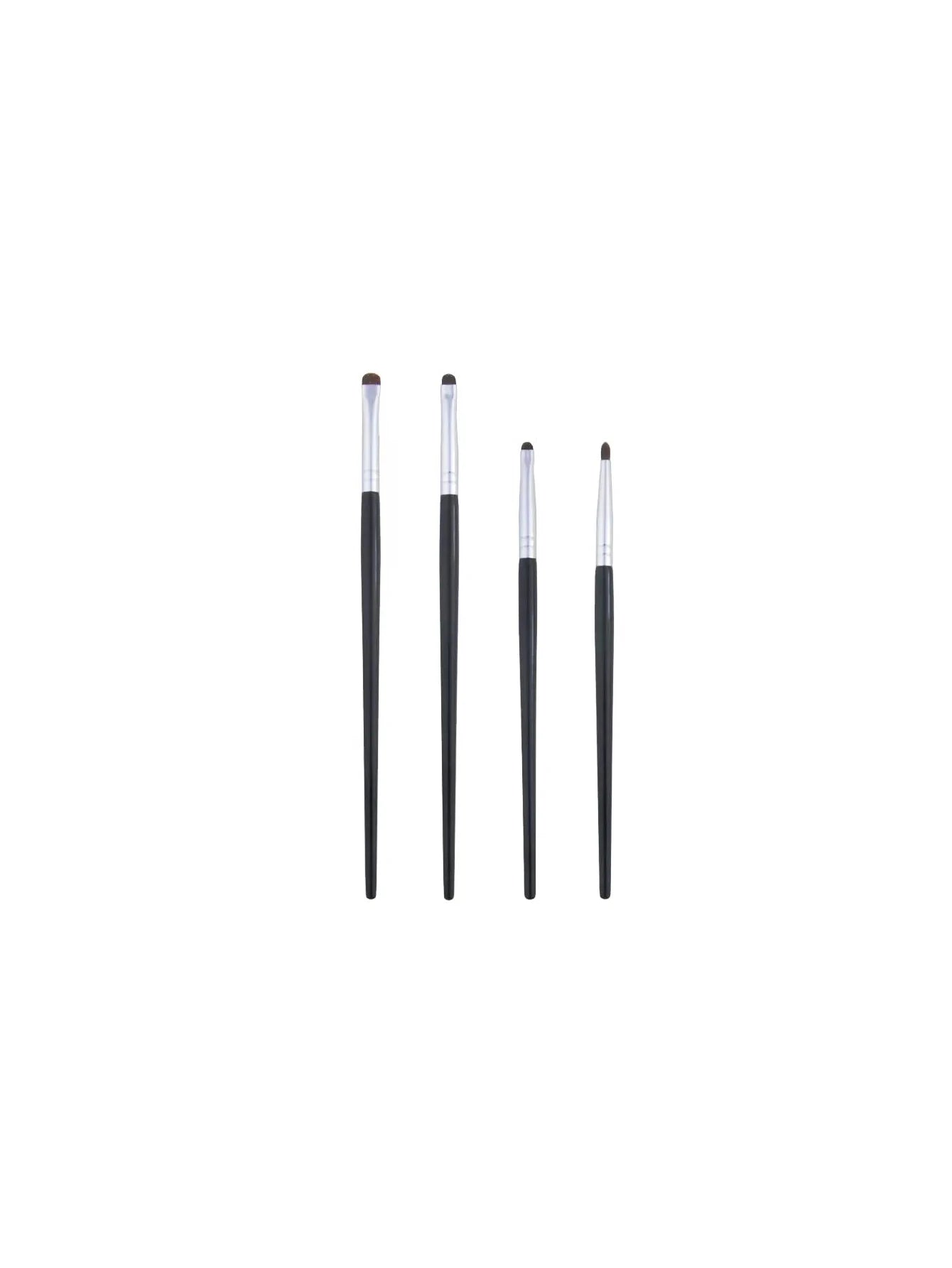 1 Set Of 4 Black Eye Detail Makeup Brushes Pony Hair Precision Eye Shadow Lying Silkworm Brightening Eyeliner Applicator Small Beauty World Shop