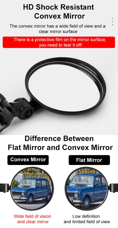 2PCS Bicycle Rearview Mirror 360 Degree Adjustable Rotatable Universal Cycling Handlebar Rear View Mirrors for MTB Road Bike Beauty World Shop