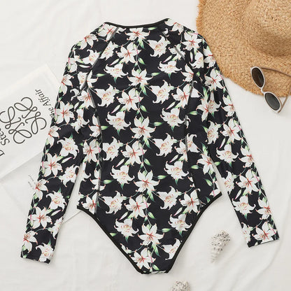 2026 Surfing Sport Swimsuit Long Sleeves Women One Piece Swimsuit  Swimwear Solid Monokini Bathing Suit Tropical Bodysuit Female Beauty World Shop