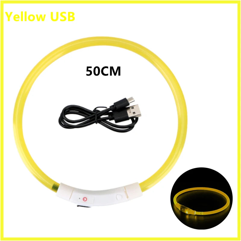 USB Rechargeable Luminous Collar Adjustable Led Glowing Dog Collar for Large Small Dogs Cat Night Light Collar Pet Safety Harnes Beauty World Shop