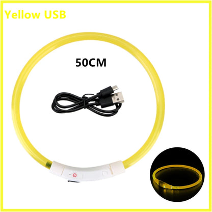 USB Rechargeable Luminous Collar Adjustable Led Glowing Dog Collar for Large Small Dogs Cat Night Light Collar Pet Safety Harnes Beauty World Shop