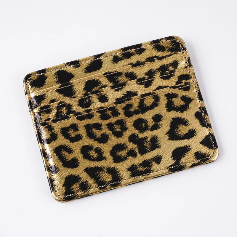 Classics Leopard Print PU Leather Card Wallet Fashoin Bus Id Business Coin Money Thin Card Holder for Men & Women Beauty World Shop