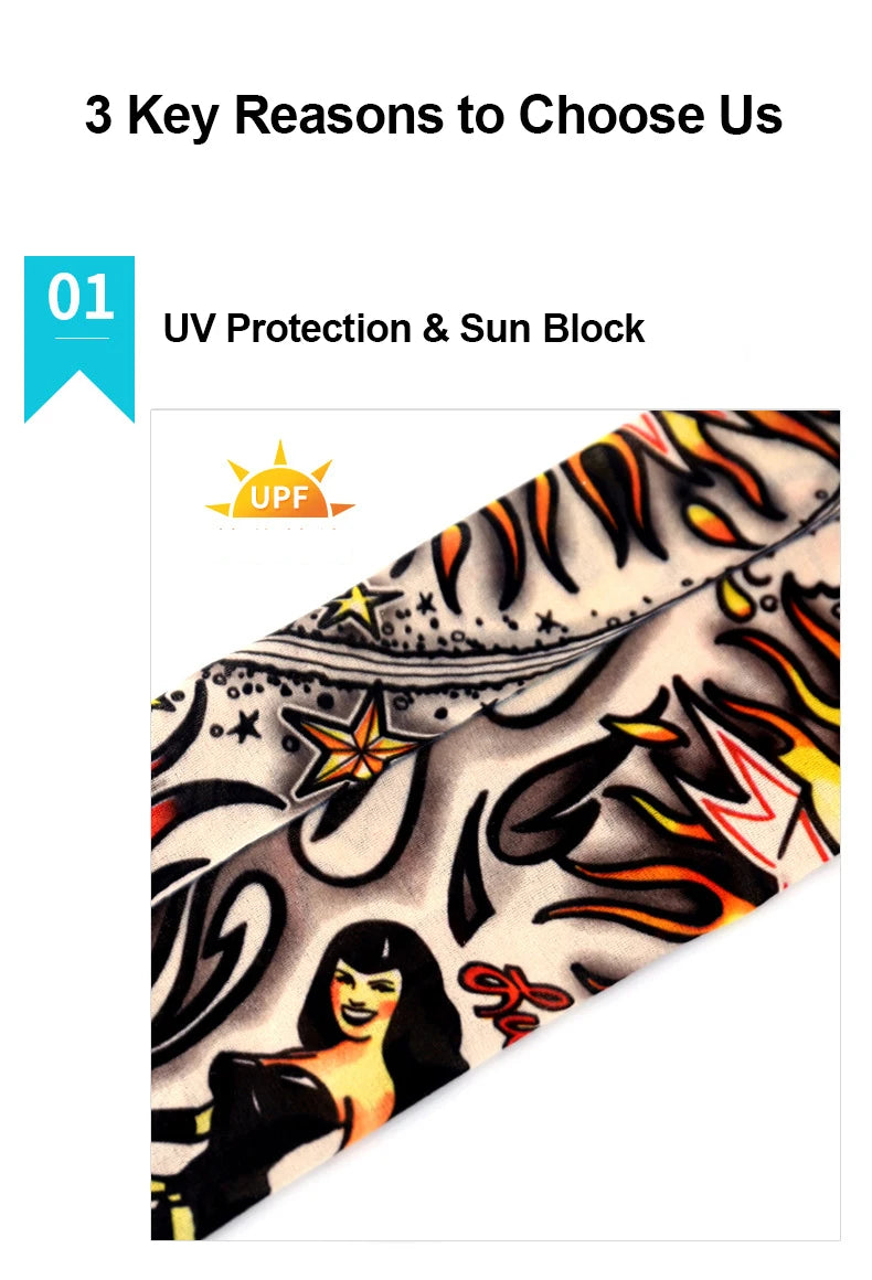6 PCS Tattoo Sleeves Unisex Summer Cycling Sun Protection Arm Covers Beach Driving Fishing Breathable Nightclub Elastic Sleeves Beauty World Shop