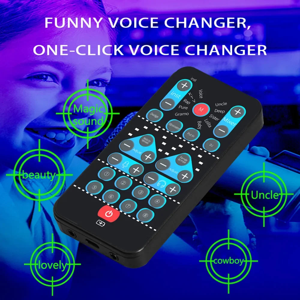 M10 Voice Changer Device Karaoke Function Male Female Voice Switch Universal Portable Sound Changer Card Fine Tuning for Live Beauty World Shop