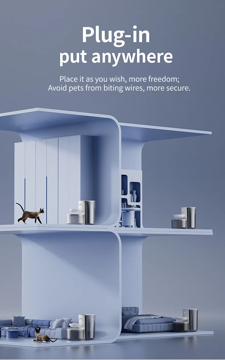 3L Wireless Automatic Pet Water Fountain Rechargeable Dump Water Feeder Timed Smart Cat & Dog Water Dispenser No filter required