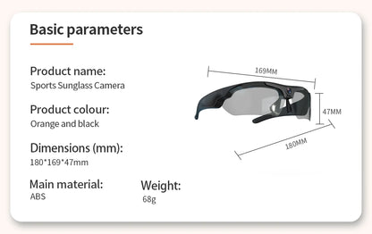 Wearable HD 1080P Camera Outdoor Cycling Glasses Polarized Lens Smart Camcorder Security Protection Video Record Smart Camera