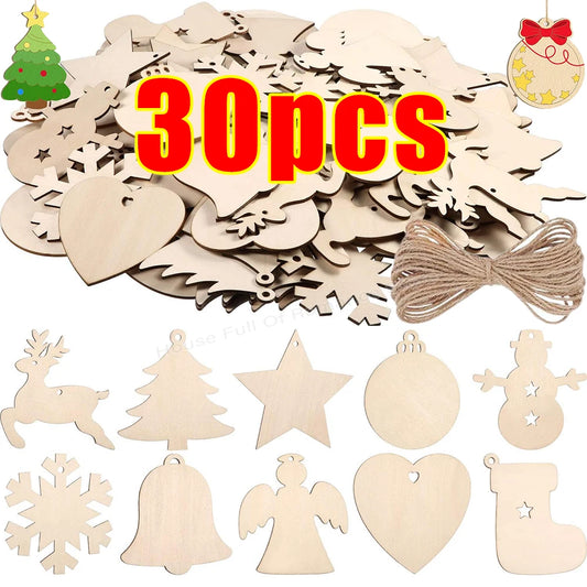 DIY Wooden Christmas Ball Decoration Painting Blank Wood Slices Ornament Xmas Tree Hanging Pendant Craft Home Decor Baubles Tag Beauty World Shop