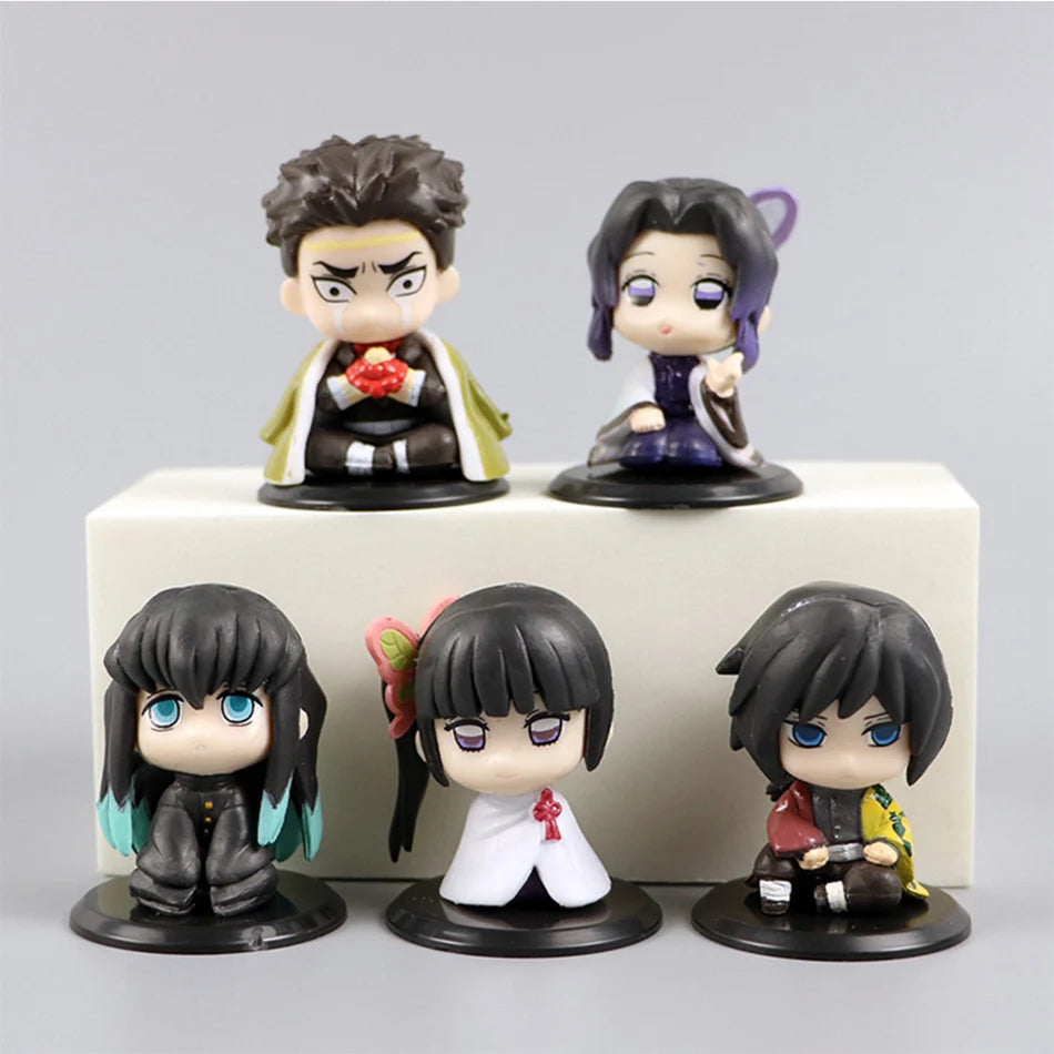 5 Style/Set Q Version Demon Slayer Sitting Ghost Doll Tanjiro Nidouzi Inosuke Zenizu Figure Action Figure Movie Model Toys Doll Beauty World Shop