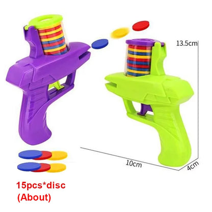 Kids Outdoor Game Foam Disc Gun Toy Flying Disc Shooting Launcher Gun Double Parent-child Interactive Children Toy Beauty World Shop