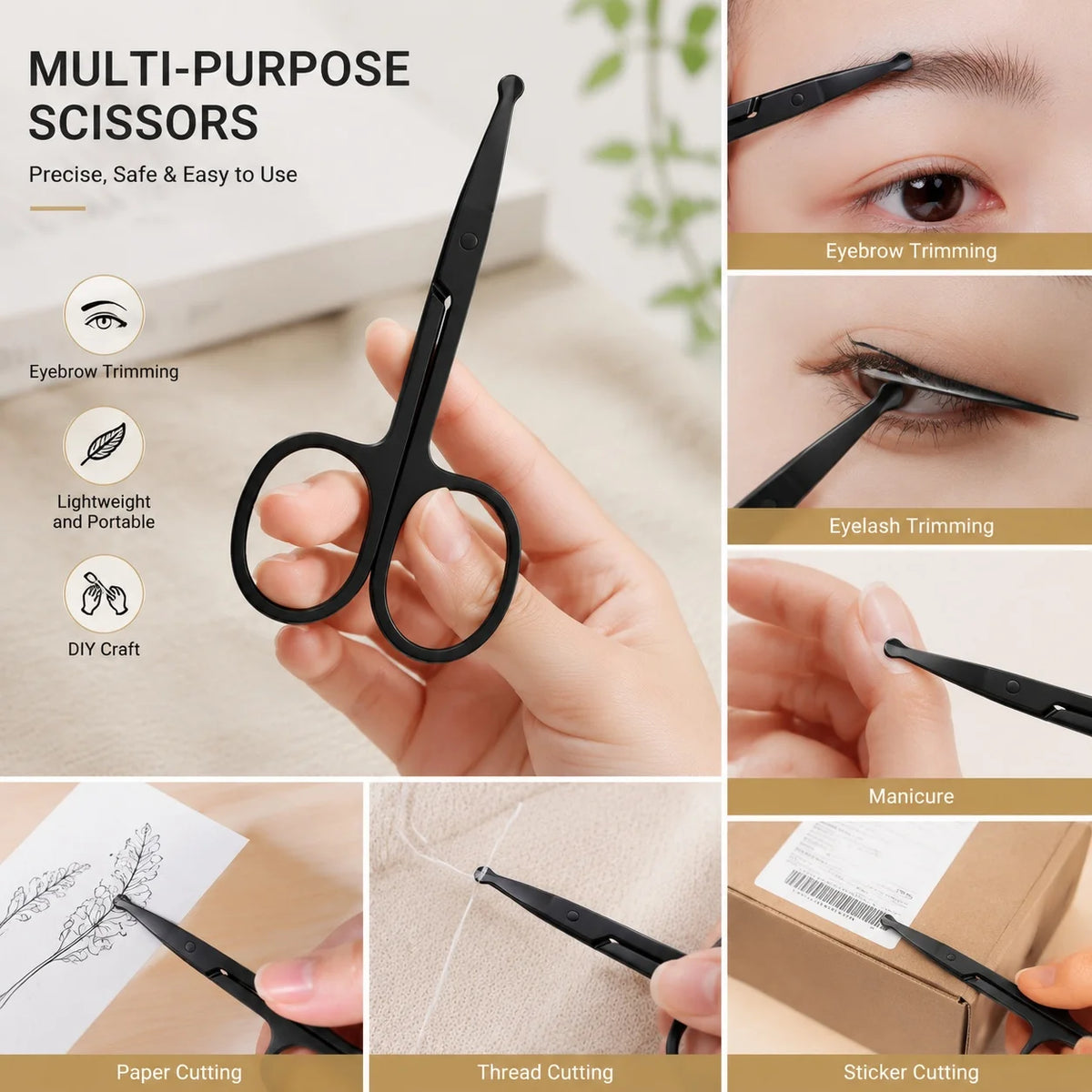 Unisex Stainless Steel Black Round Head Safe Nose Hair Scissors (Do Not Hurt Nose) Beauty World Shop