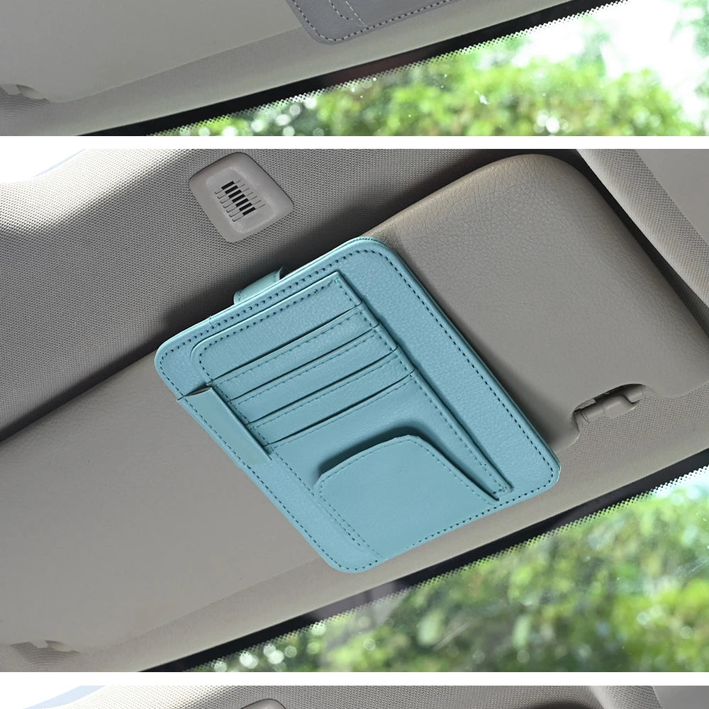 Car Sun Visor Organizer Multi-Pocket Business Card Storage Management Sunglasses Holder Visor Accessories Auto Interior Beauty World Shop