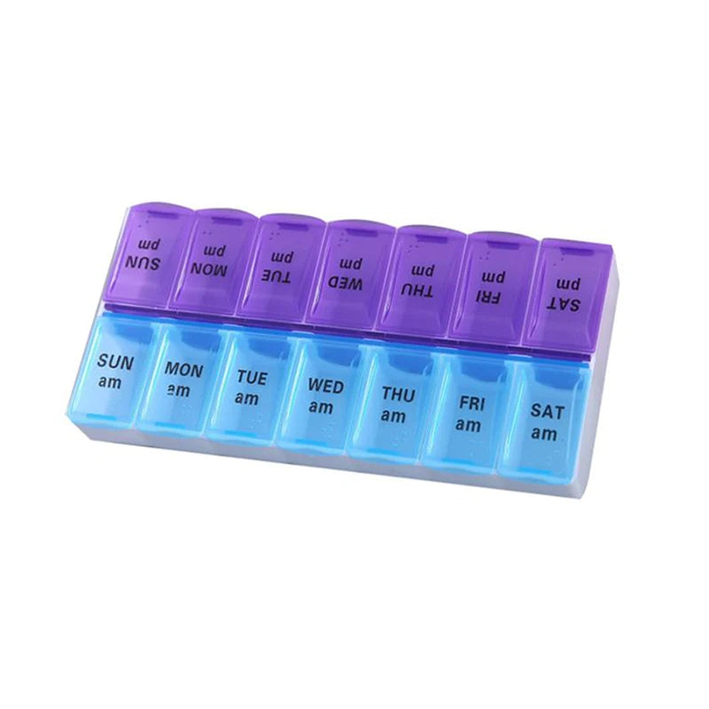 JUSTLANG Weekly 14 Grids 7 Days Pill Box Portable Travel  Cases Organizer Pill Container Storage Tablets Vitamin Medicine Beauty World Shop